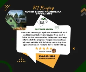 bci roofing showing a great 5 star review from a satisfied customer on google.